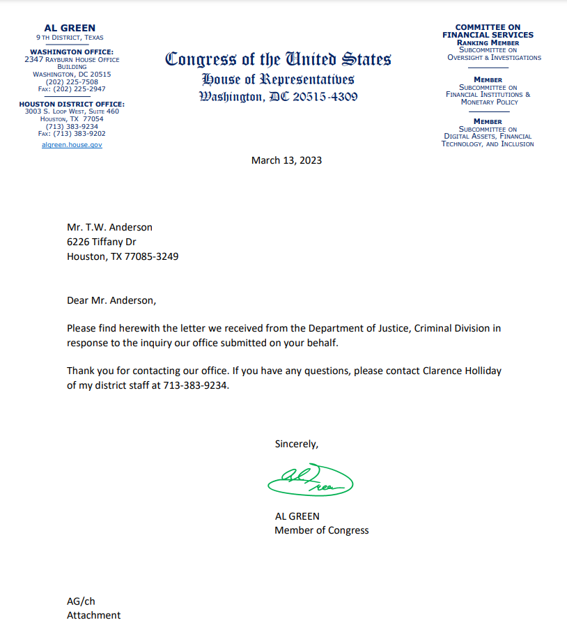 Response From Congress